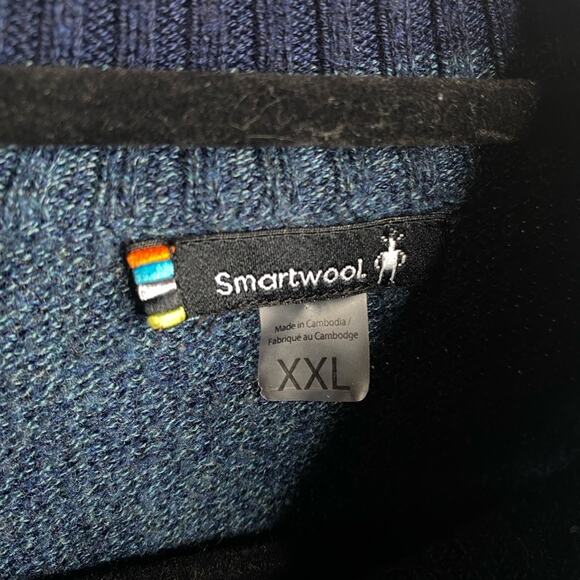 Smartwool Men's Ripple Ridge Half Zip Sweater blue heather Pullover Merino Wool - Picture 6 of 6